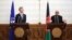 Afghan President Ashraf Ghani (R) speaks as NATO Secretary General Jens Stoltenberg listens during a joint press conference at the Presidential Palace in Kabul, Afghanistan, March 15, 2016.