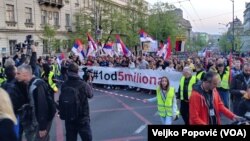 Protest "1 od 5 miliona" prošle nedelje nije išao do TV Pink kako je bilo najavljeno, Foto: VOA