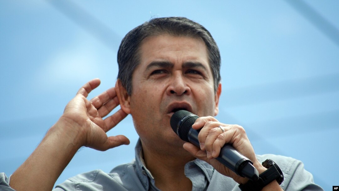 Presiden Honduras Juan Orlando Hernández berpidato di Tegucigalpa, Honduras, 22 Juni 2020. 