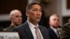 美国代理海军部长高雄(Hung Cao)在华盛顿国会山举行的美国参议院军事委员会听证会上发言，此次听证会讨论了2027财年国防授权请求及未来年度国防计划。(2026年5月19日)