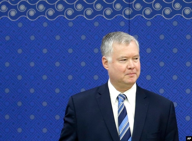 FILE - U.S. special representative for North Korea Stephen Biegun arrives at the Foreign Ministry in Seoul, South Korea, Oct. 29, 2018.