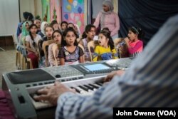 This group is one of five that meets with Salim Sahab and will eventually make up a choir of 300 underprivileged children, Tripoli, Lebanon, Oct. 28, 2017. Sahab began by auditioning about 2,000 children.