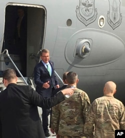 U.S. Defense Secretary Ash Carter arrives in Baghdad, Iraq, to meet with his commanders and assess the progress in the opening days of the operation to retake Mosul from Islamic State militants, Oct. 22, 2016.