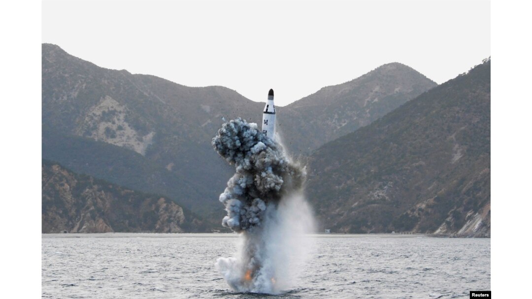 FILE - An underwater test-firing of a strategic submarine ballistic missile is seen in this undated photo released by North Korea's Korean Central News Agency (KCNA) in Pyongyang, April 24, 2016.