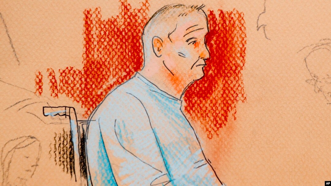This courtroom sketch depicts Robert Gregory Bowers, who was wounded in a gun battle with police as he appeared in a wheelchair at federal court on Oct. 29, 2018, in Pittsburgh.