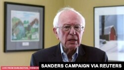 Senator dari negara bagian Vermont, Bernie Sanders mengumumkan dari Burlington, Vermont, Rabu (8/4).