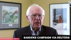 Democratic U.S. Presidential candidate Senator Bernie Sanders announces to supporters that he is suspending his campaign for the Democratic presidential nomination in a livestream broadcast from his home in Burlington, Vermont, U.S. April 8, 2020.