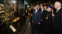 US/Armenia - Armenian President Serzh Sarkisian and Catholicos of All Armenians Garegin II visit the Holocaust Museum in Washington, 06May,2015