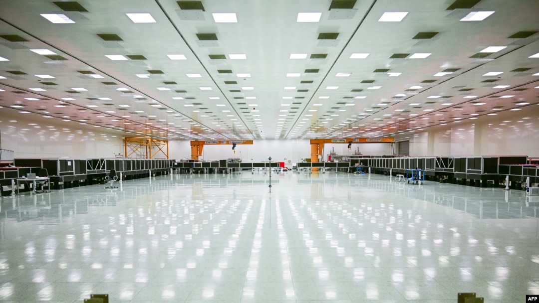 The room where the laser beam of the "Extreme Light Infrastructure-Nuclear Physics"- ELI-NP laser is produced is pictured in Magurele city nearby Bucharest March 26, 2024.