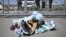 Shoes are left by people at the Tornillo Port of Entry near El Paso, Texas during a protest rally by several American mayors against the US administration's family separation policy.