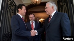 Meksika prezidenti Enrike Pena Nieto və ABŞ dövlət katibi Reks Tillerson 