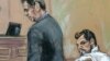 Mehmet Hakan Atilla, right, who works for Halkbank in Turkey, is shown in this courtroom sketch with his attorney Gerald J. DiChiara as he appears in Manhattan federal court in New York, March 28, 2017. 