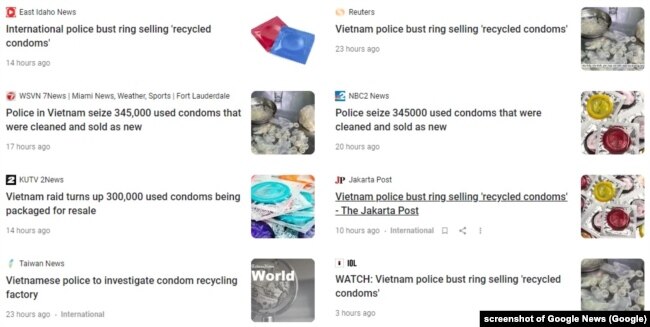 Báo chí thế giới, trong đó có Reuters, đưa tin về vụ công an bắt nhóm tái chế bao cao su, 24/9/2020