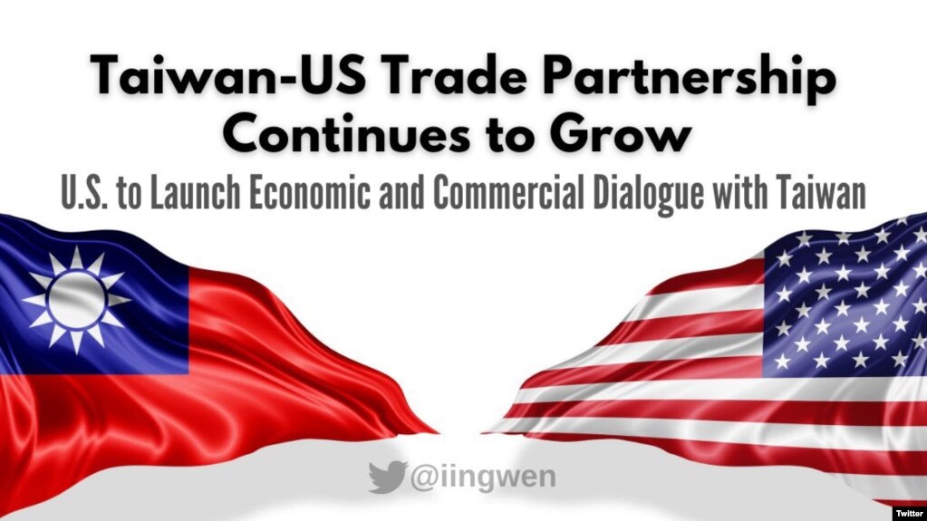 台湾总统蔡英文推特称美台贸易伙伴关系持续增长(蔡英文推特)(photo:VOA)