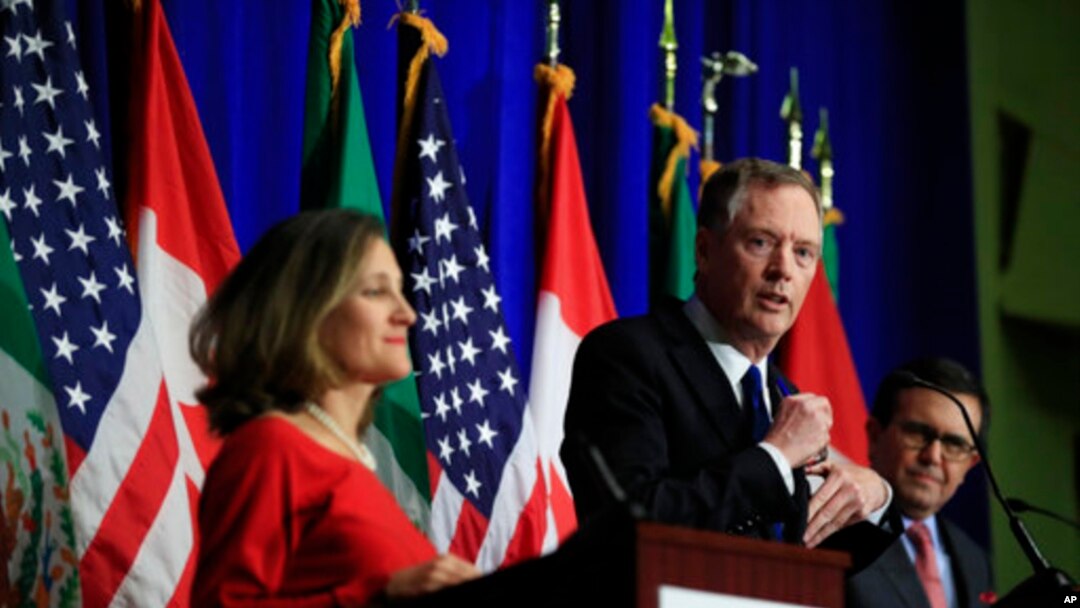 Ngoại trưởng Canada Chrystia Freeland và Đại diện Thương mại Hoa Kỳ Robert Lighthizer.