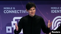 FILE - Founder and CEO of Telegram Pavel Durov delivers a keynote speech during the Mobile World Congress in Barcelona, Spain, Feb. 23, 2016. 