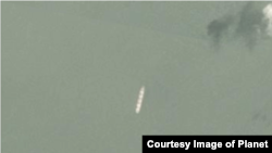 14일 베트남 인근 해역에서 민간 위성에 포착된 동탄 호 추정 선박. 자료=플래닛 랩스 (Planet Labs Inc)