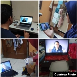 Berbagai cara mahasiswa UGM mengikuti kuliah online. (Foto courtesy: Made Andi)