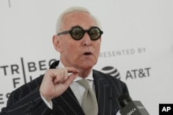 FILE - Political consultant Roger Stone attends a screening of "Get Me Roger Stone" at the SVA Theatre during the 2017 Tribeca Film Festival.