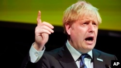 El primer ministro británico Boris Johnson durante un discurso en la Convención del Norte, en Rotherham, Inglaterra, el viernes 13 de septiembre de 2019.