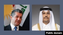 Serokwezîrê Herêma Kurdistana Îraqê Mesrûr Barzanî û serokwezîrê Qeterê Şêx Mihemed bin Ebdulrehman bin Casim Al Sanî.