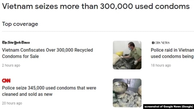 Các báo Mỹ đưa tin về vụ công an Việt Nam bắt nhóm tái chế bao cao su, 24/9/2020