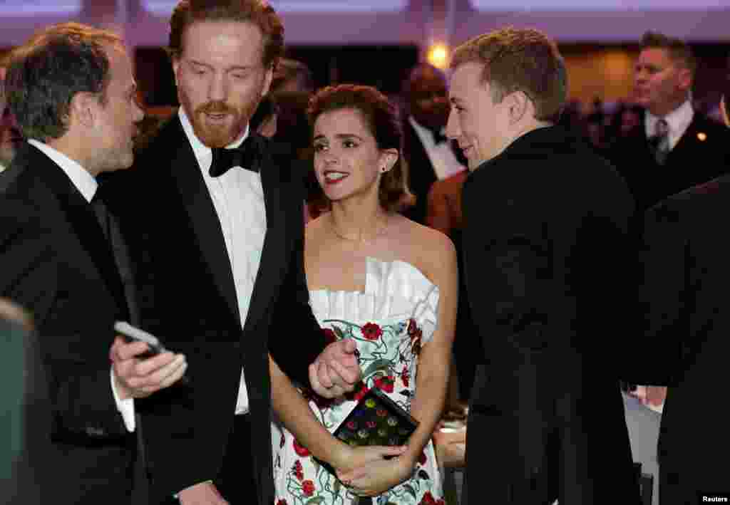 Actress Emma Watson, actor&nbsp;Damian Lewis (left), who stars in the&nbsp;series&nbsp;&quot;Homeland&quot; and &quot;Billions&quot;&nbsp;attend the White House Correspondents&#39; Association annual dinner in Washington, April 30, 2016.