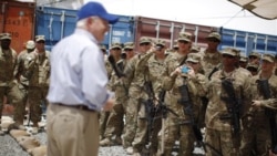 U.S. Secretary of Defense Robert Gates speaks to troops at Forward Operating Base (FOB) Walton in Kandahar, Afghanistan, Sunday, June 5, 2011. Gates is beginning two days of farewell visits to remote U.S. troop bases in Afghanistan. (AP Photo/Jason Reed, 