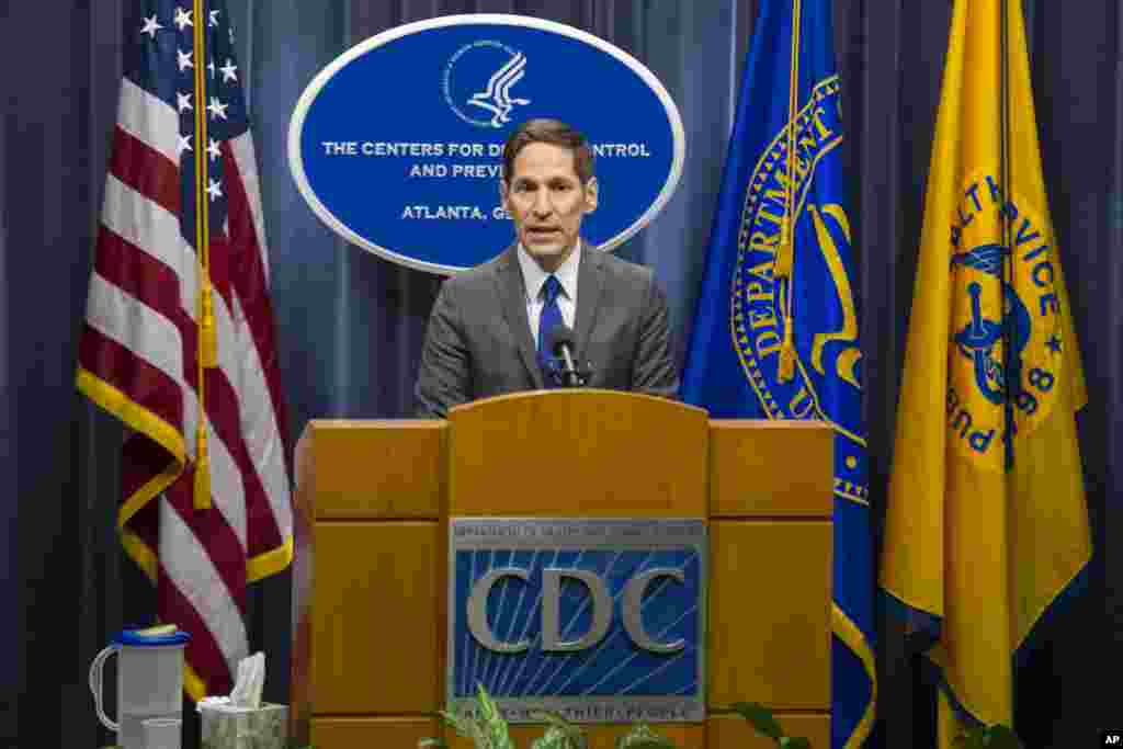 Centers for Disease Control and Prevention Director Dr. Tom Frieden speaks at a news conference in Atlanta, Oct. 12, 2014.