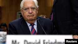 David Friedman testifies before a Senate Foreign Relations Committee hearing on his nomination to be U.S. ambassador to Israel, on Capitol Hill in Washington, Feb, 16, 2017.. 