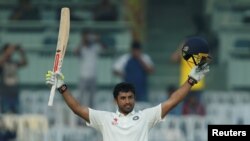 India's Karun Nair celebrates his triple century