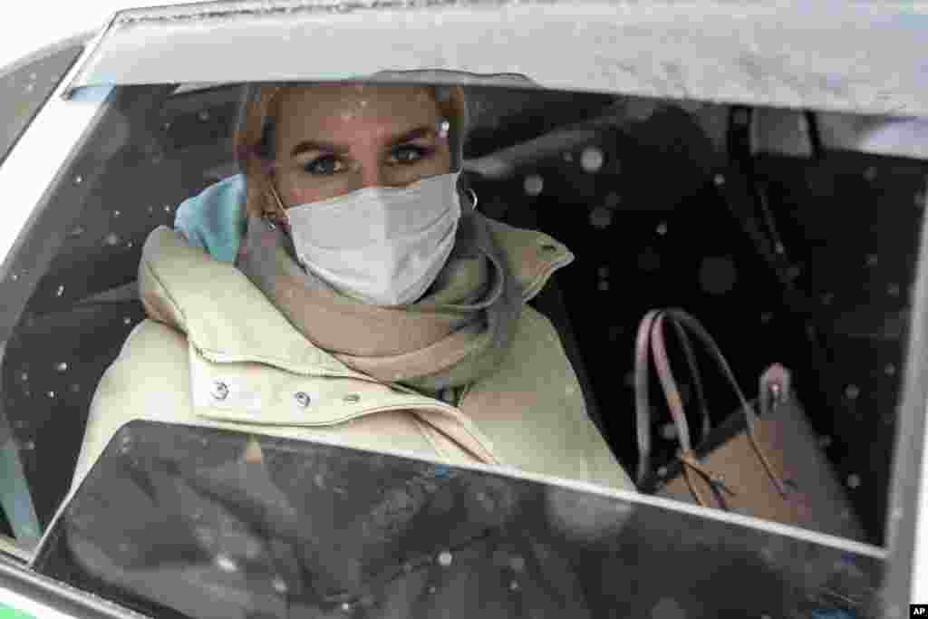 Lyubov Sobol, a Russian opposition activist, is driven in a prison car to the headquarters of the Investigative Committee in Moscow, Russia.