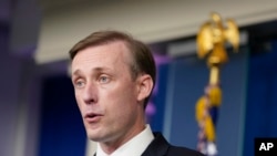 White House national security adviser Jake Sullivan speaks during the daily briefing at the White House in Washington, Aug. 23, 2021.