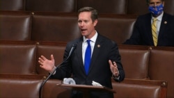 FILE - Rep. Rodney Davis, R-Ill., speaks on the floor of the House of Representatives at the U.S. Capitol in Washington, in this April 23, 2020, image from video.