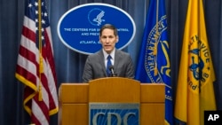 Centers for Disease Control and Prevention Director Dr. Tom Frieden speaks at a news conference in Atlanta, Oct. 12, 2014.