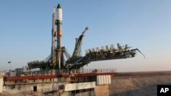 지난 29일 카자흐스탄 바이코누르 우주비행장에서 발사 대기 중인 러시아의 '프로그레스 MS-04' 무인우주화물선.