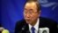 FILE - U.N. Secretary-General Ban Ki-moon speaks during a news conference at the UNMISS (United Nations Mission in South Sudan) base in Juba May 6, 2014.