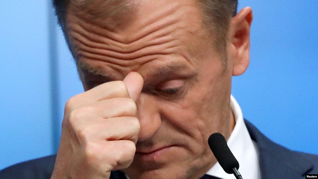 El presidente del Consejo Europeo, Donald Tusk, durante una rueda de prensa en una cumbre extrordinaria de líderes europeos sobre Brexit. Bruselas, Bélgica, 11-4-19. REUTERS/Yves Herman.