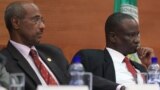 Seyoum Mesfin (L), the lead mediator at peace talks for South Sudan, and chief negotiator for the South Sudan armed opposition, Taban Deng Gai, at an earlier round of talks for South Sudan. 