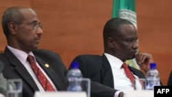 Lead South Sudan peace talks mediator Seyoum Mesfin (l) and Taban Deng Gai, the lead negotiator for Riek Machar's armed opposition group at an earlier round of the IGAD-led talks.