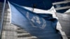 The United Nations flag waves outside the Technical Advisory Office of the United Nations High Commissioner for Human Rights headquarters in Caracas, on February 15, 2024.