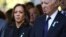 FILE - Calon presiden dari Partai Demokrat, Wakil Presiden Kamala Harris dan Presiden Joe Biden saat menghadiri upacara Peringatan 9/11 di New York, 11 September 2024. (Yuki Iwamura/AP)