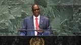 FILE - South Sudan's First Vice President Taban Deng Gai speaks at the United Nations in New York, Sept. 28, 2018.