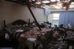 A hotel room in the aftermath of Hurricane Dorian on the Great Abaco island town of Marsh Harbour, Bahamas, Sept. 4, 2019.
