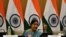 FILE - Indian Foreign Affairs Minister Sushma Swaraj gestures during a press conference in New Delhi.