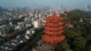 武漢市歷史著名古蹟黃鶴樓。