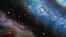 An artist's conception of the most distant supermassive black hole ever discovered, which is part of a quasar from 690 million years after the Big Bang. It is surrounded by neutral hydrogen, indicating that it is from the period called the epoch of reionization, when the universe's first light sources turned on. Dec. 6, 2017.