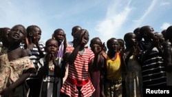 FILE - Children are seen at a U.N.-run internally displaced persons camp in Juba, South Sudan, May 6, 2014.