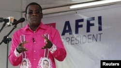 FILE - FPI leader Pascal Affi Nguessan, shown campaigning last October in Gagnoa, Ivory Coast, says his delegation's meeting with President Alassane Ouattara on Jan. 21, 2016, produced "real progress" toward resolving differences with the government.