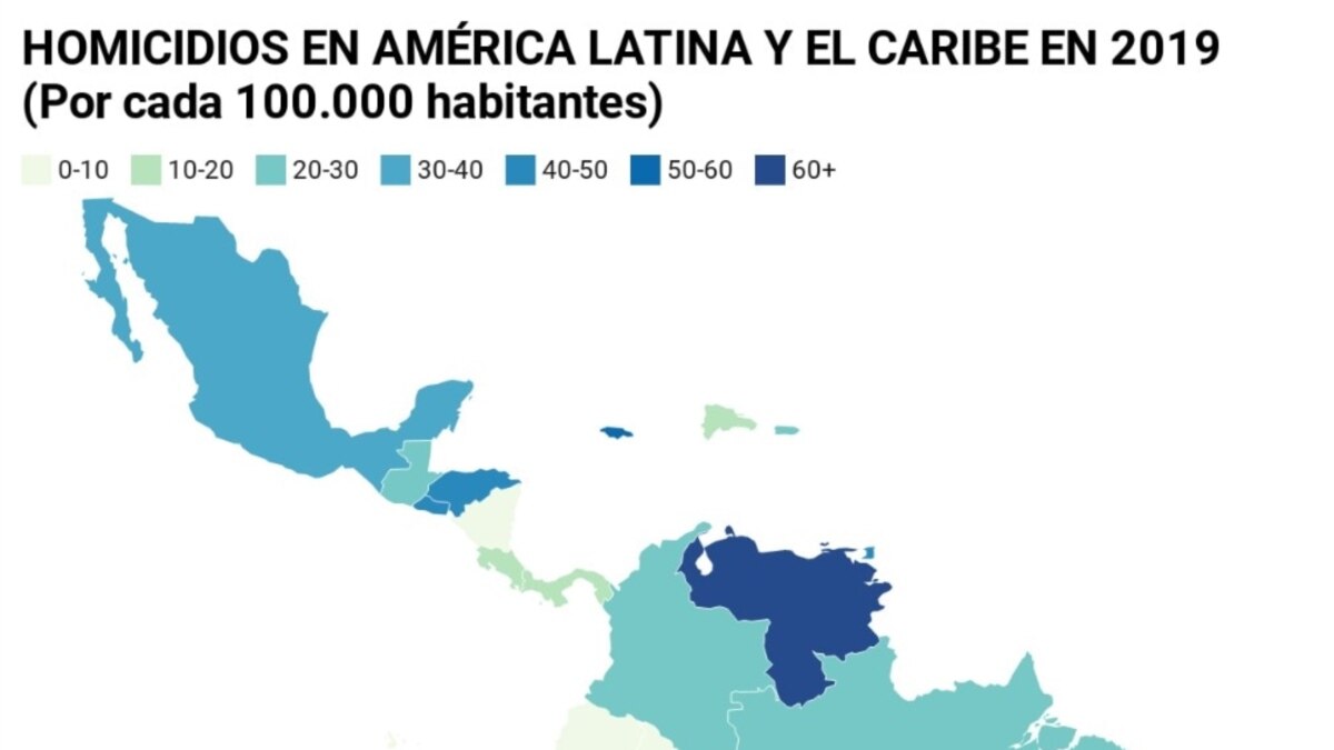 Mapa de homicidios en América Latina y el Caribe